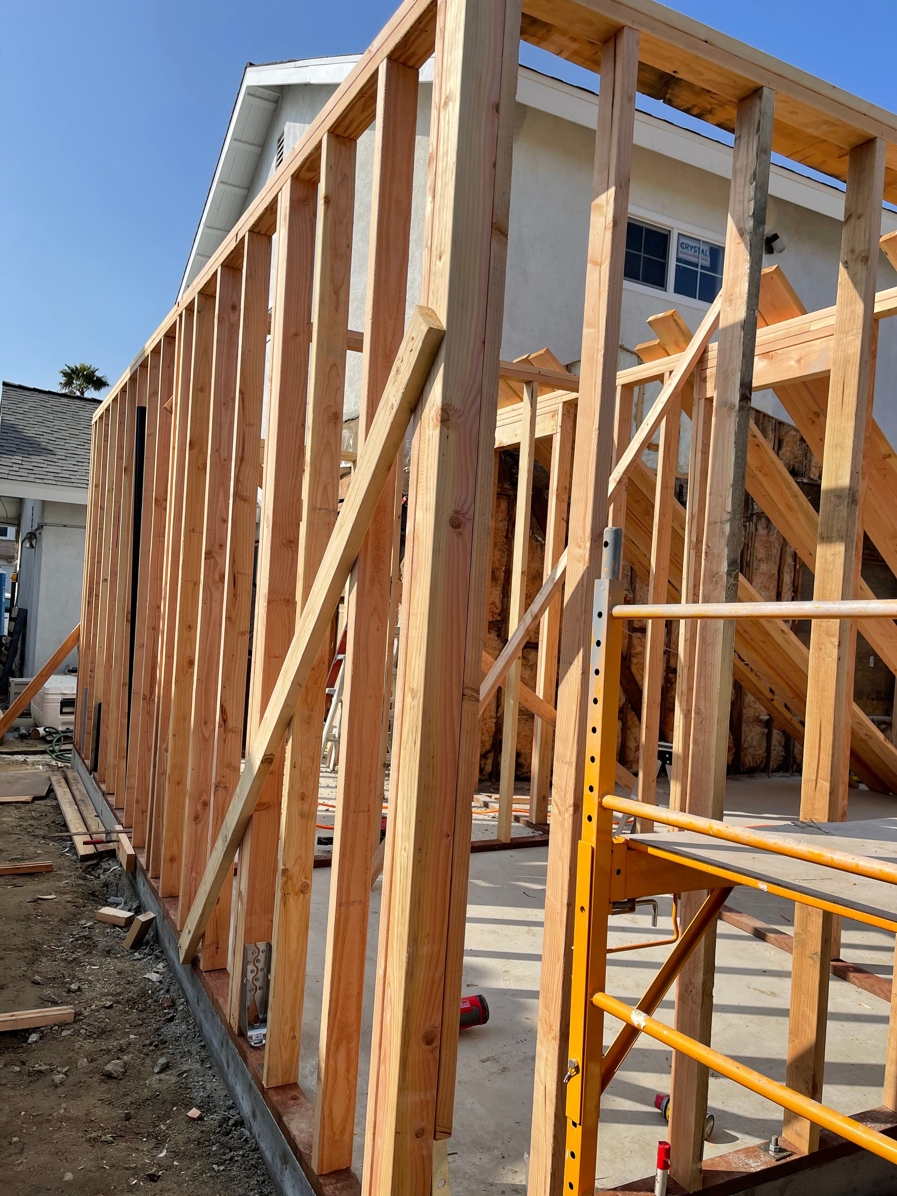 ADU framing roof structure progress